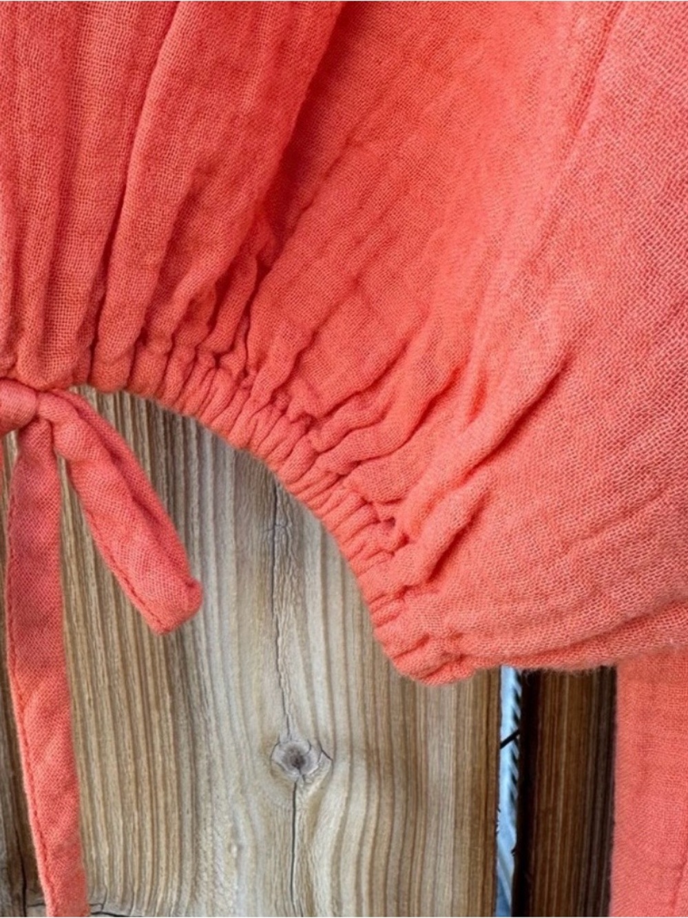 LC Lauren Conrad 100% Cotton Gauze Peasant Blouse Orange Boho NWT S - Picture 6 of 9
